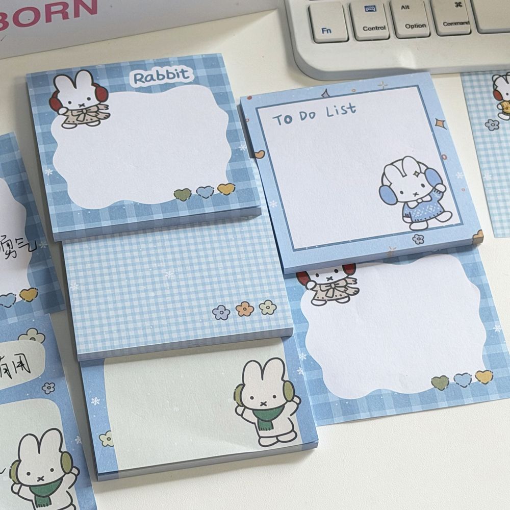 귀여운 파란색 그리드 미피 토끼 자가 접착식 스티키 노 - Stationery Office Items List 리뷰 및 가격