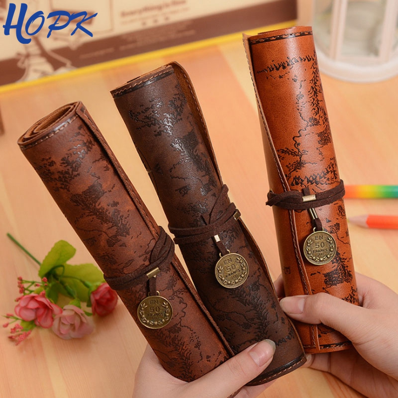 빈티지 레트로 보물지도 연필 케이스 소년 소녀 학교 문 - Pen Pouch Roll 리뷰 및 가격